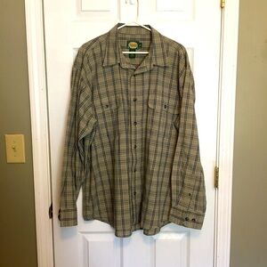 NWOT Men’s Cabela’s XL long sleeve button up plaid shirt.